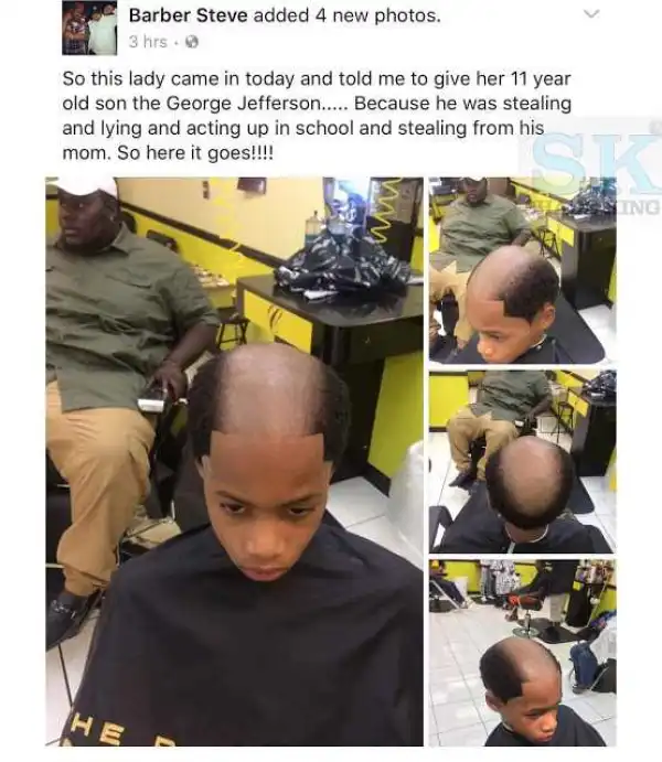 See the embarrassing punishment boy got for stealing from his mother (photos)